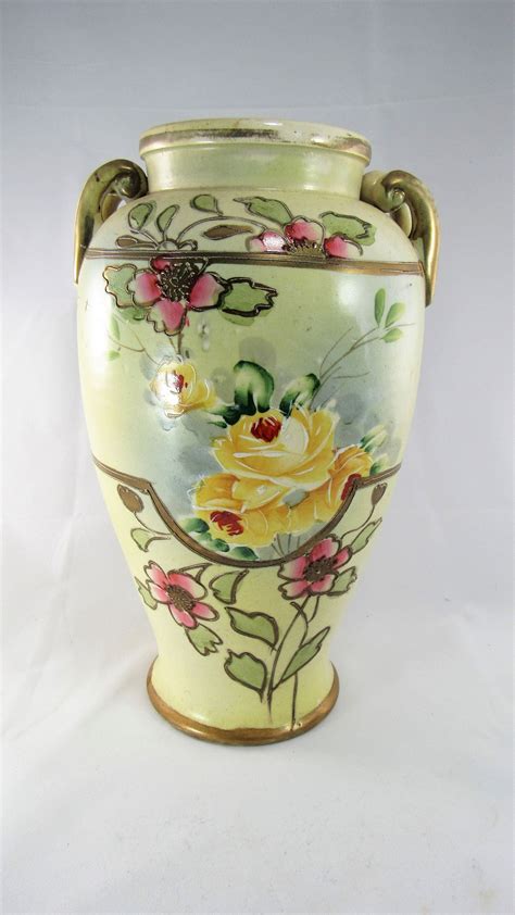 antique ceramic flower vases|antique hand painted floral vases.